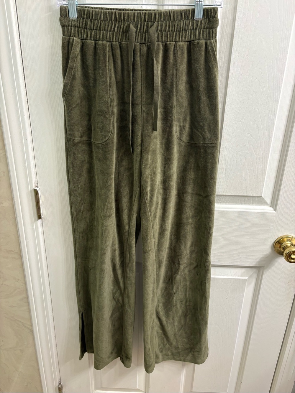 JoyLab Olive Green Velour Drawstring Joggers